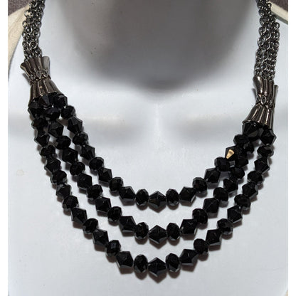 Glam Goth Multilayer Glass Beaded Necklace