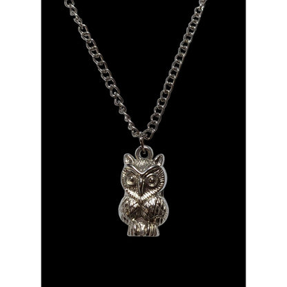 Silver Puffed Owl Necklace