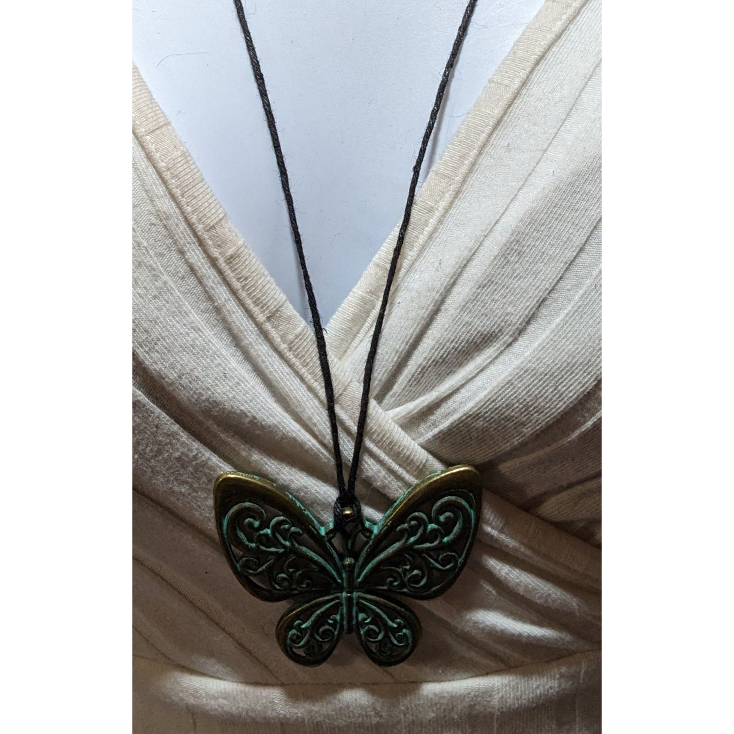 Steampunk Antiqued Butterfly Pendant Necklace