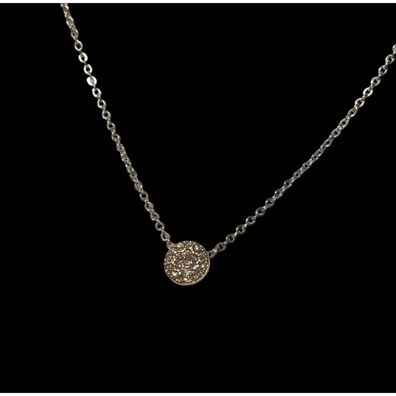 Minimalist Silver And Gold Rhinestone Pendant Necklace