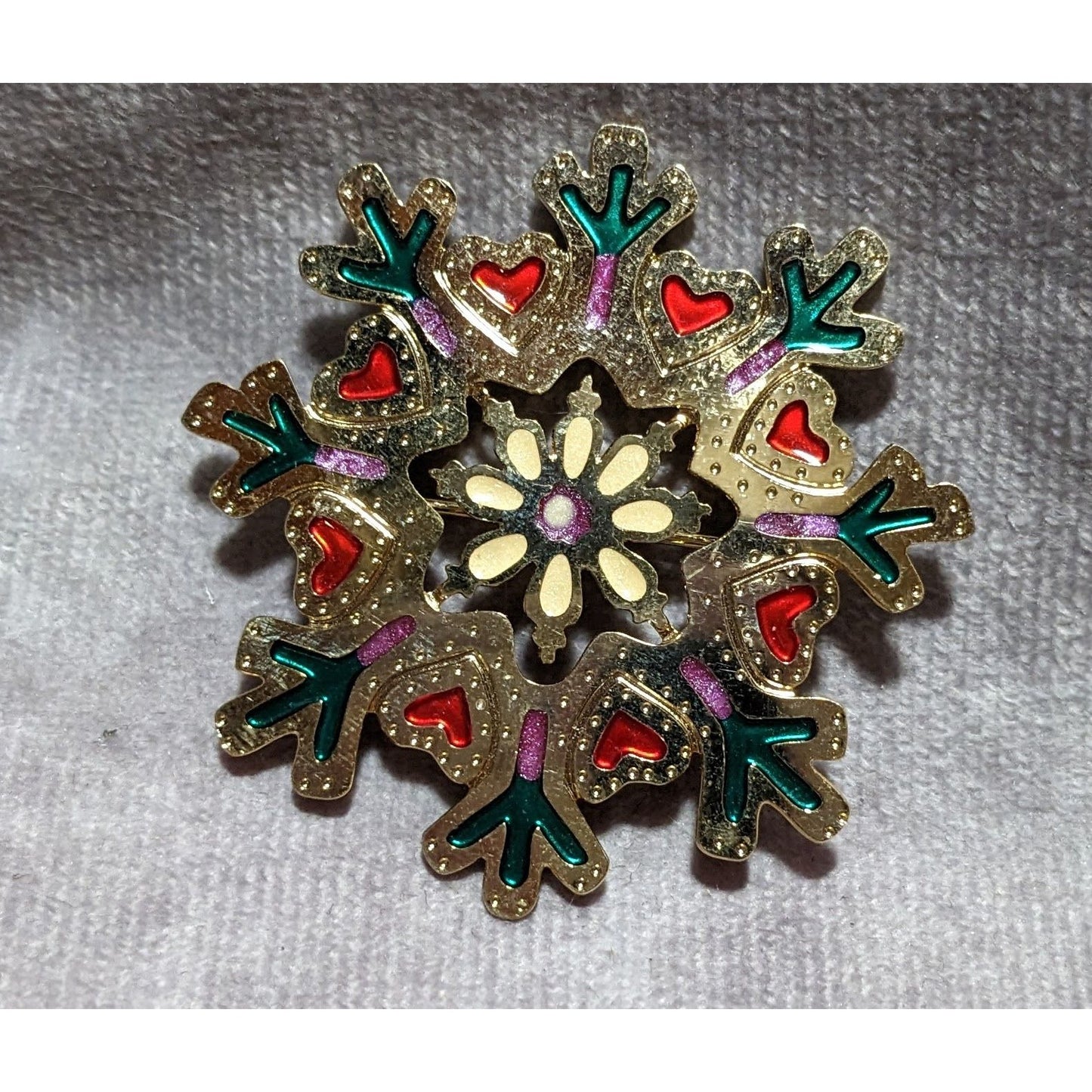 Rainbow Enamel Snowflake Brooch