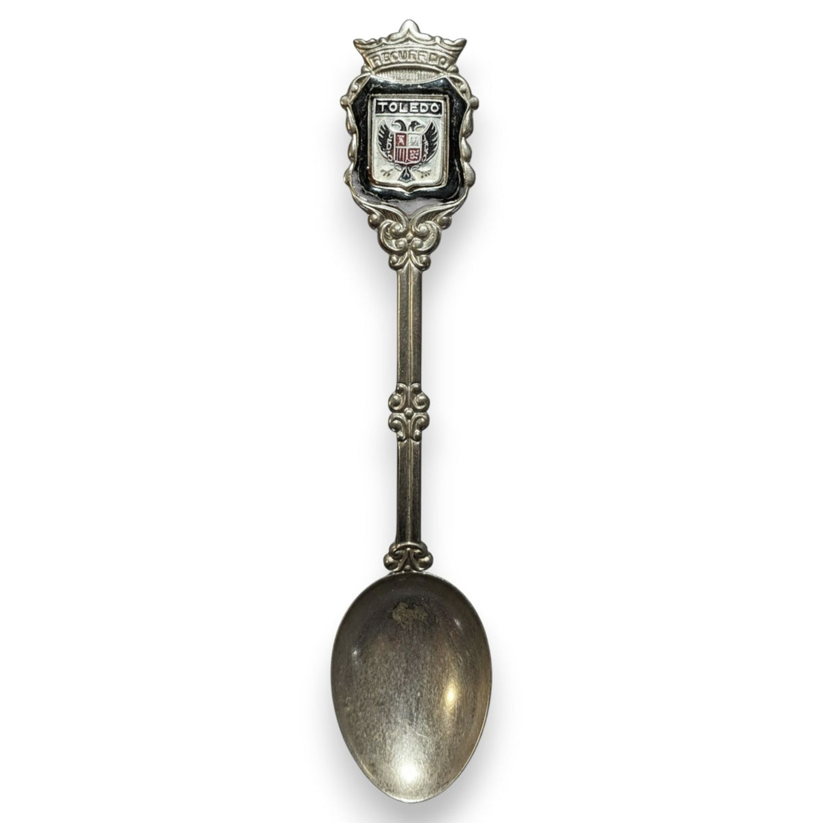 Vintage Ornate Metal Silver Tone Toledo Spain Souvenir Spoon 4 3/4 Inch