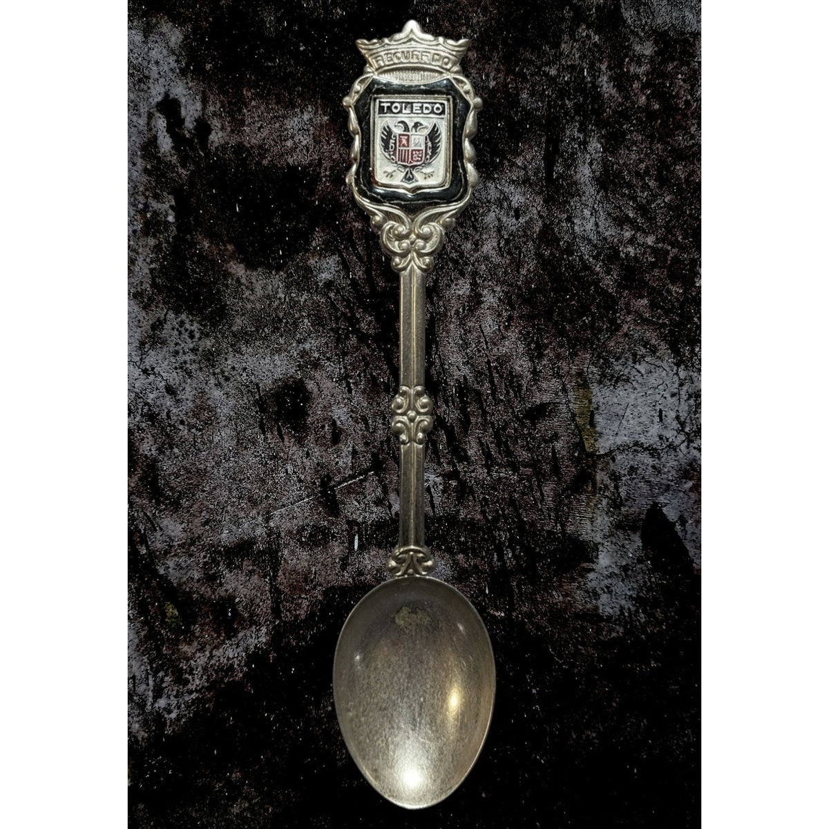 Vintage Ornate Metal Silver Tone Toledo Spain Souvenir Spoon 4 3/4 Inch