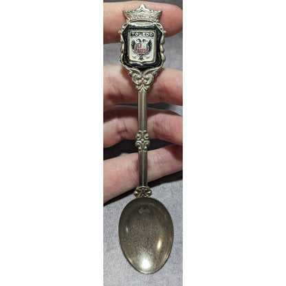 Vintage Ornate Metal Silver Tone Toledo Spain Souvenir Spoon 4 3/4 Inch