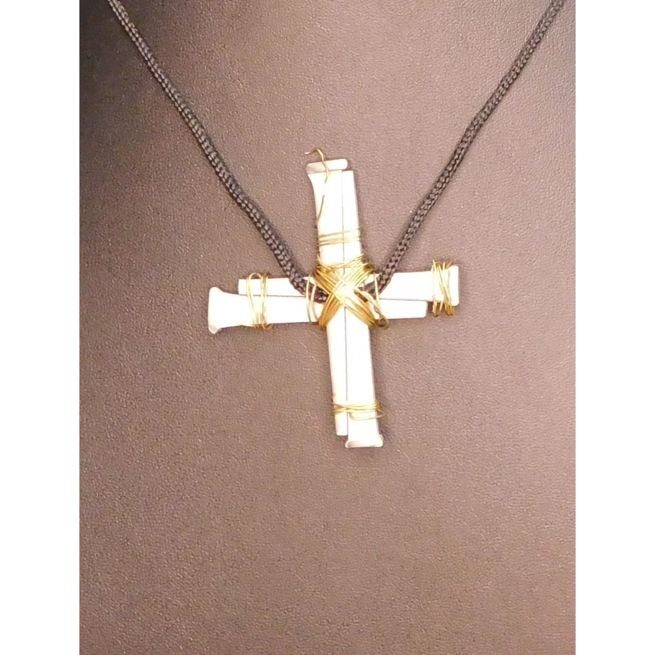 Handmade Metal Spike Brutalist Cross Necklace