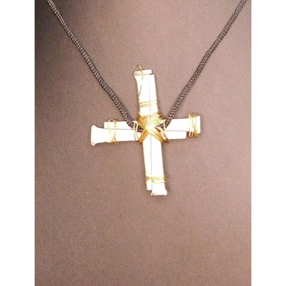 Handmade Metal Spike Brutalist Cross Necklace