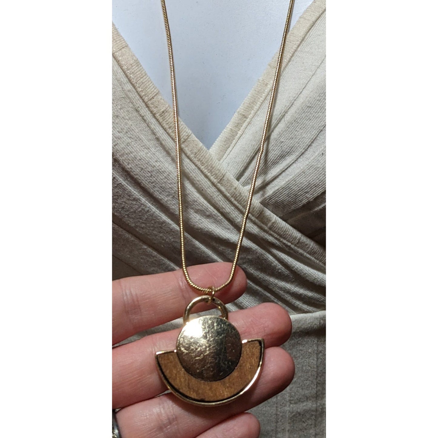 Vintage 90s Zad Gold And Brown Pendant Necklace