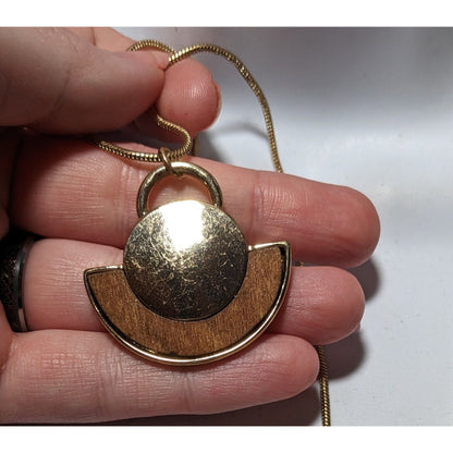 Vintage 90s Zad Gold And Brown Pendant Necklace