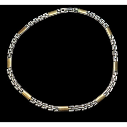 Men's Retro Gold And Silver Tone Chain Link Necklace