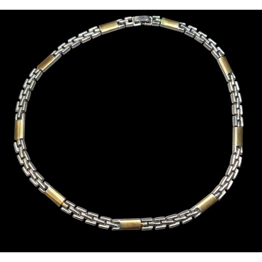 Men's Retro Gold And Silver Tone Chain Link Necklace