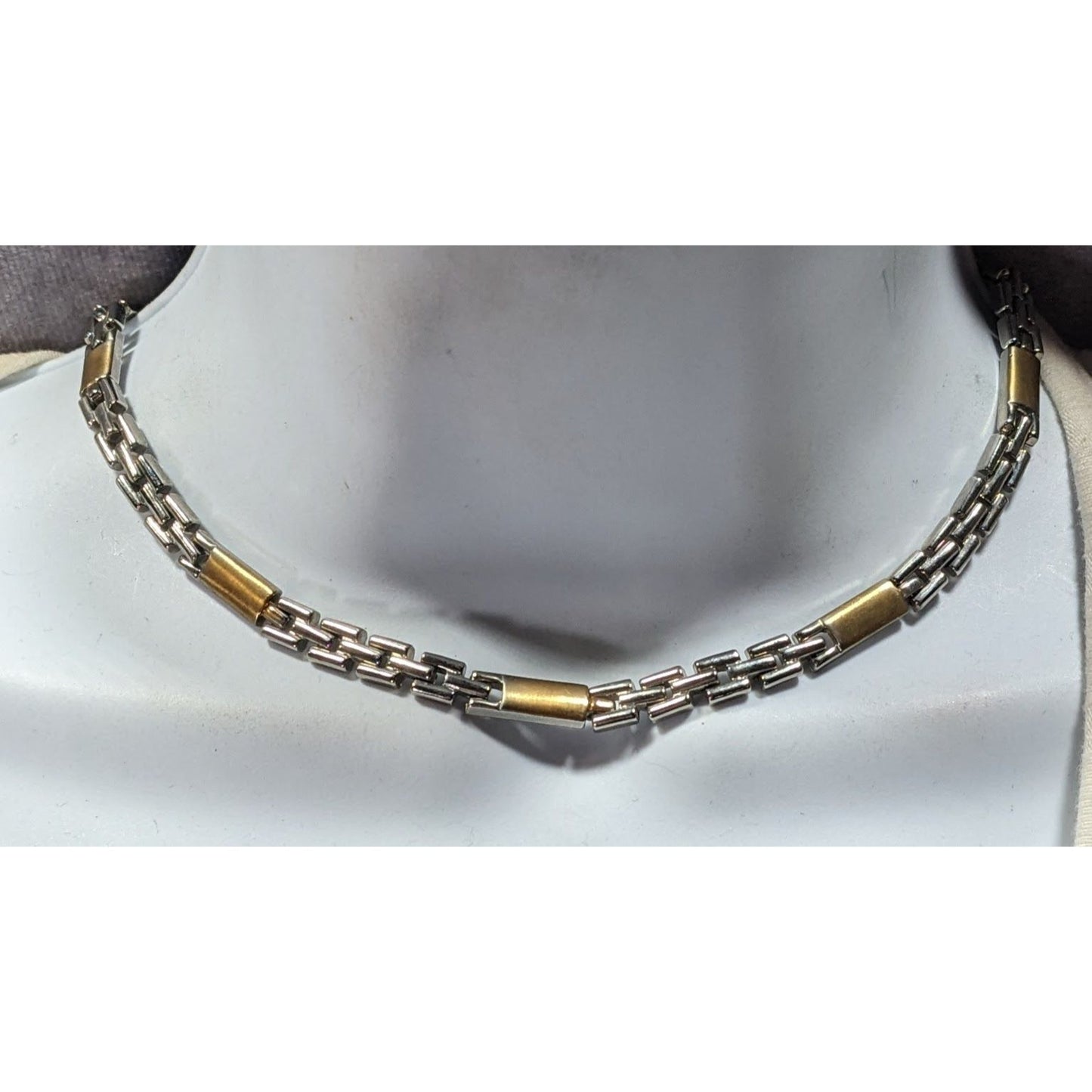 Men's Retro Gold And Silver Tone Chain Link Necklace
