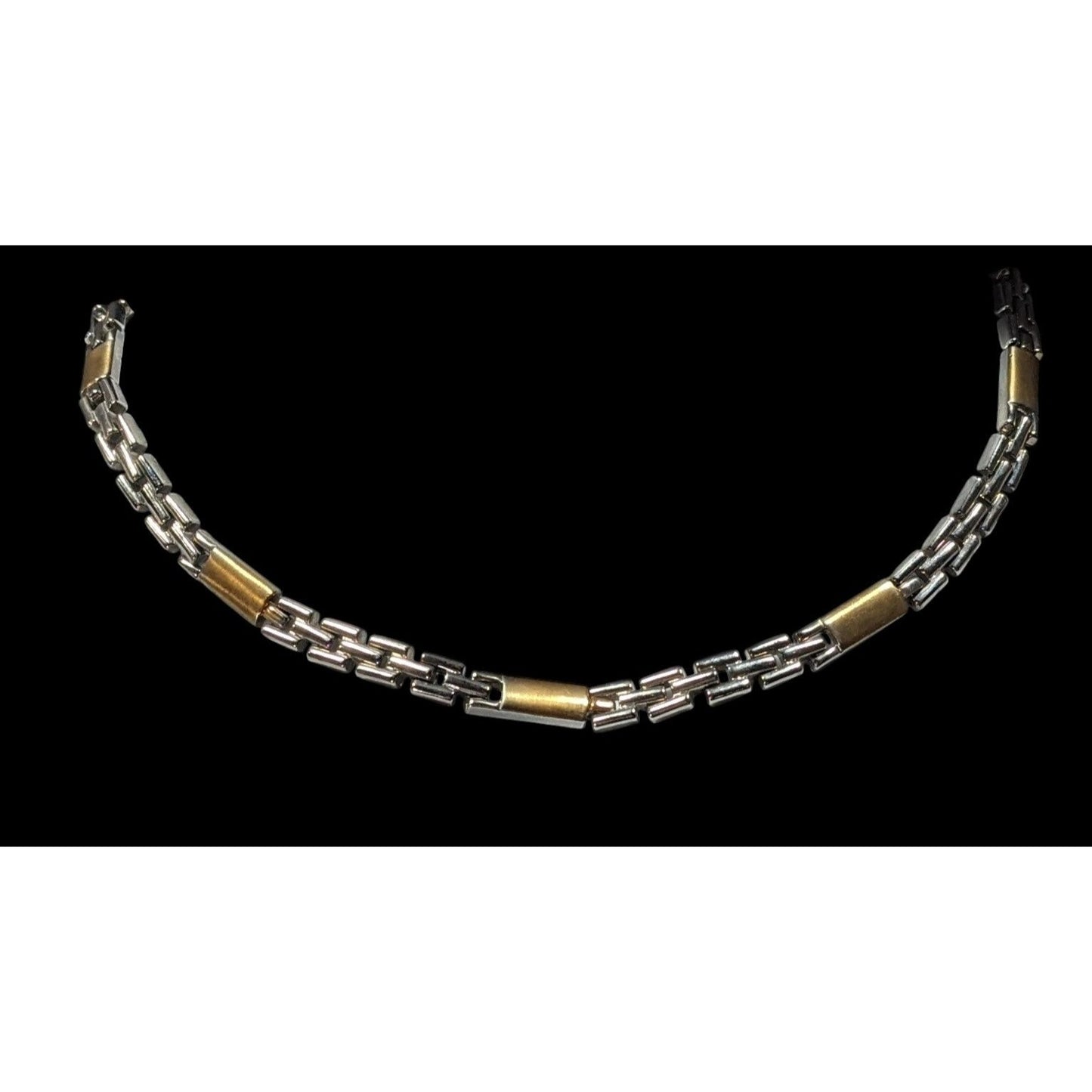 Men's Retro Gold And Silver Tone Chain Link Necklace