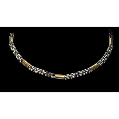Men's Retro Gold And Silver Tone Chain Link Necklace