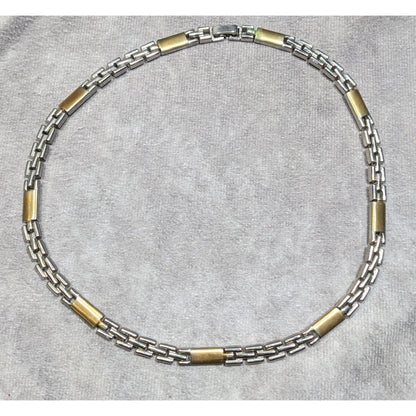 Men's Retro Gold And Silver Tone Chain Link Necklace