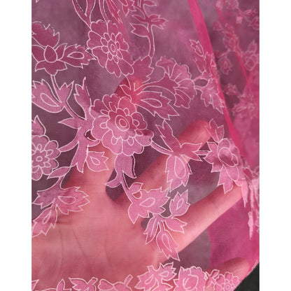 A Paris Scarf Vintage Pink Floral Sheer Nylon Square Made In Japan