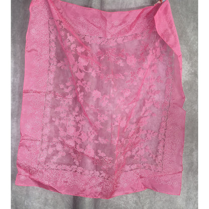 A Paris Scarf Vintage Pink Floral Sheer Nylon Square Made In Japan