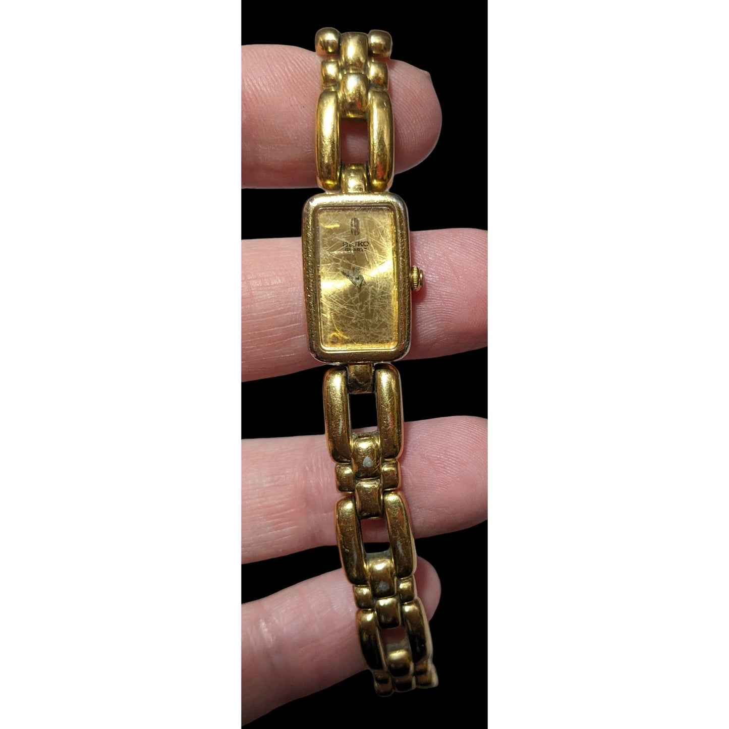 Vintage Seiko Gold Face Chain Link Analog Watch