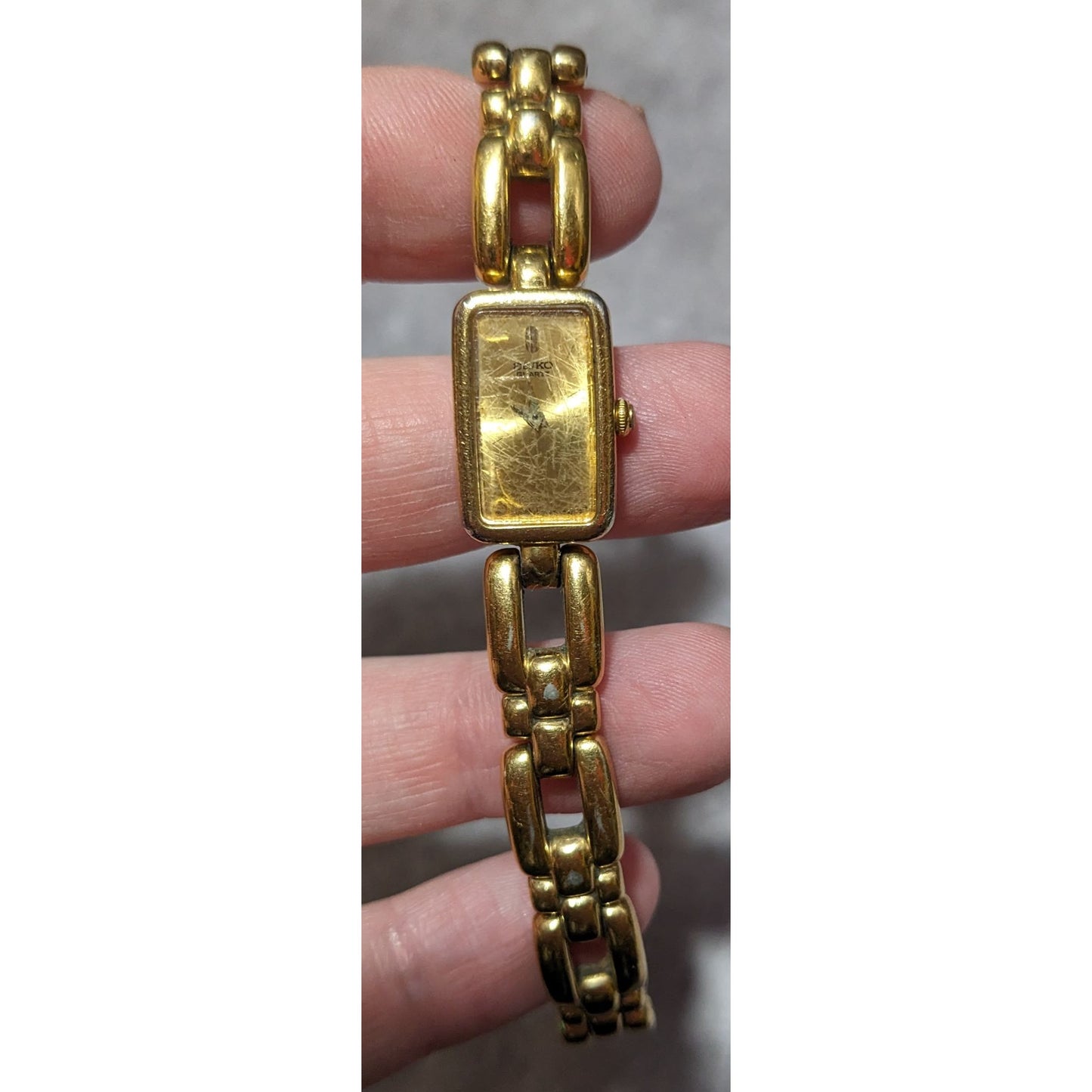 Vintage Seiko Gold Face Chain Link Analog Watch