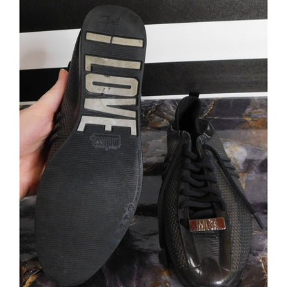 Melissa "Love System" Black Perforated Lace-Up Shoes With Metallic Details Womens Size 8