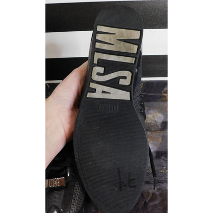 Melissa "Love System" Black Perforated Lace-Up Shoes With Metallic Details Womens Size 8
