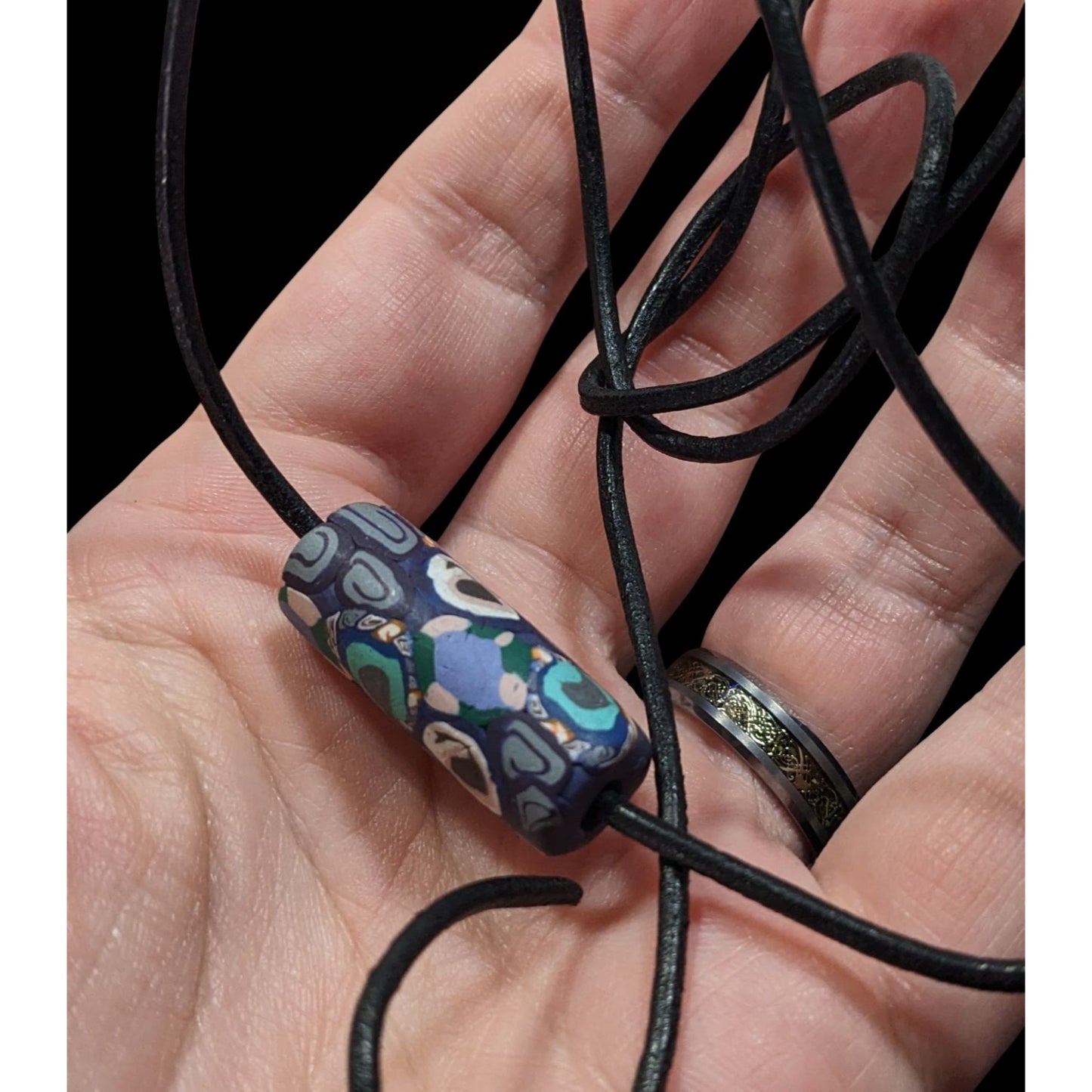 Handmade Polymer Clay Bead Tie On Pendant Necklace