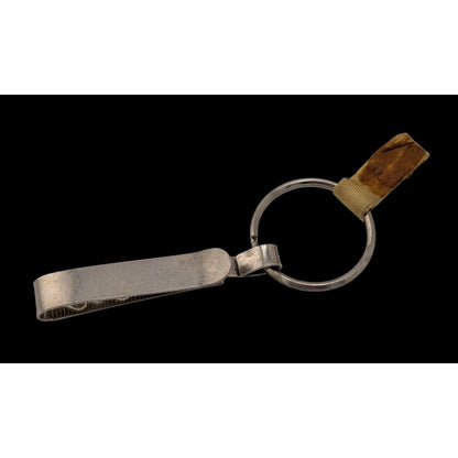 Vintage Metal Keychain With Heart Pattern & Fabric Accent