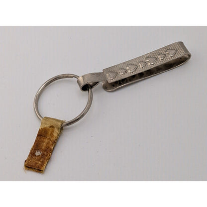 Vintage Metal Keychain With Heart Pattern & Fabric Accent