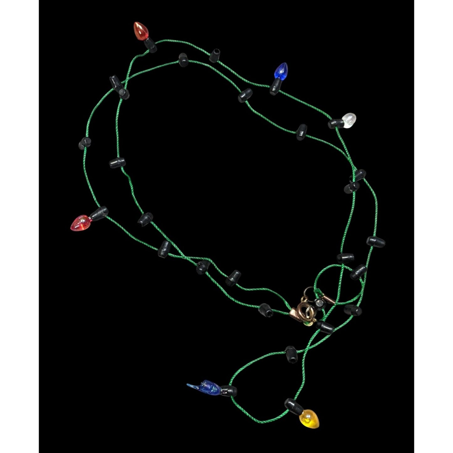 Christmas Light Bulb Necklace With Green Cord