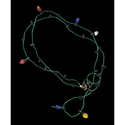 Christmas Light Bulb Necklace With Green Cord