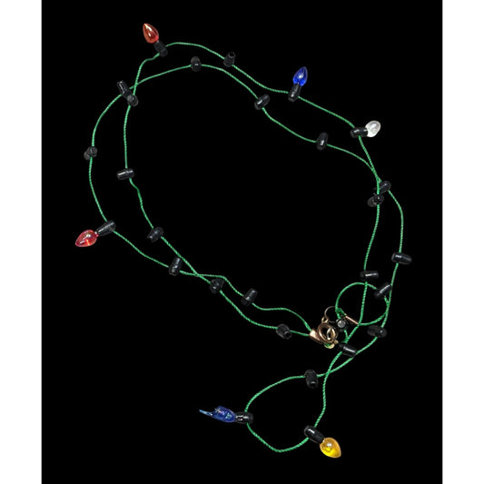 Christmas Light Bulb Necklace With Green Cord