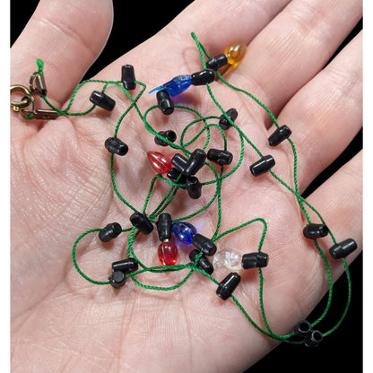 Christmas Light Bulb Necklace With Green Cord