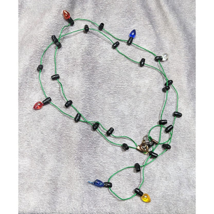 Christmas Light Bulb Necklace With Green Cord