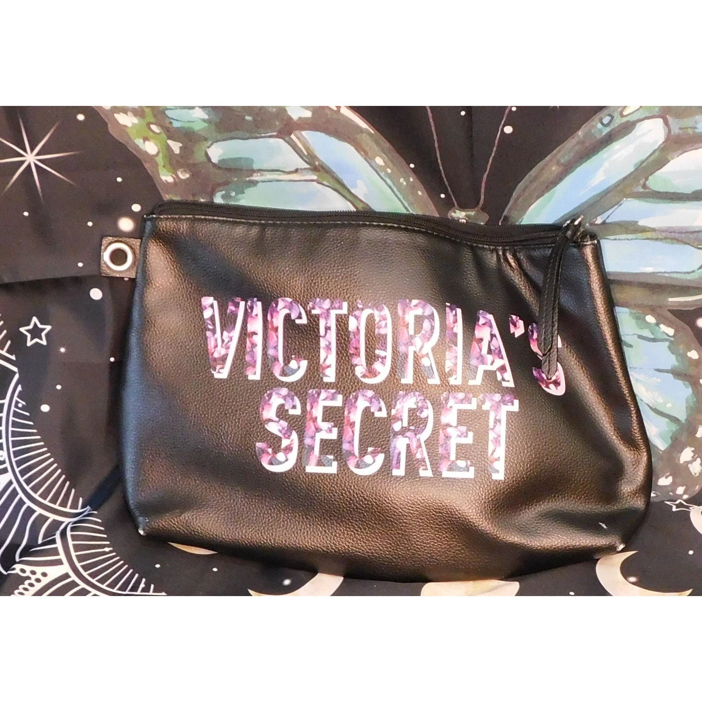 Victoria's Secret Black Floral Makeup Bag