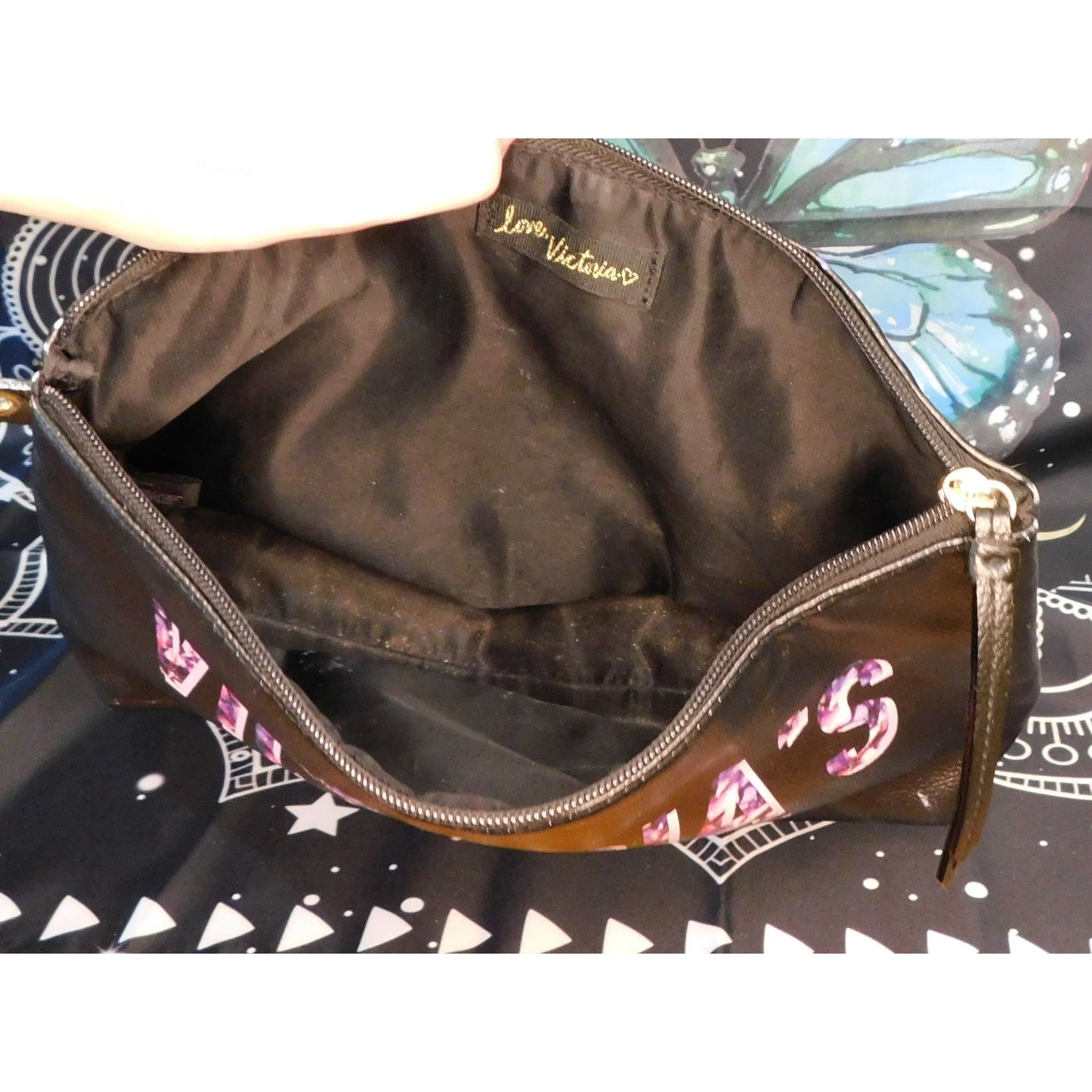 Victoria's Secret Black Floral Makeup Bag