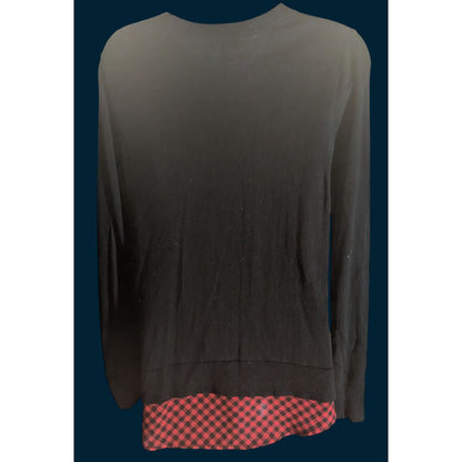 The Limited Layered Sweater Black Red Plaid Hem Soft Punk