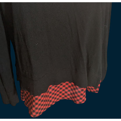 The Limited Layered Sweater Black Red Plaid Hem Soft Punk