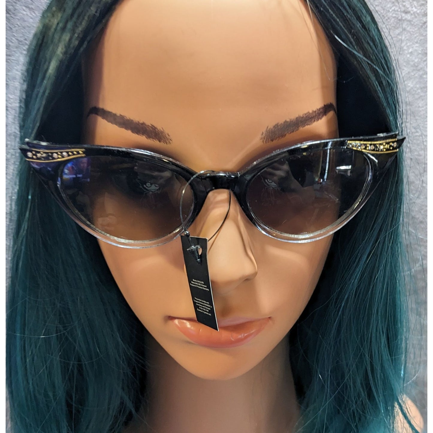 ZeroUV Retro Glam Goth Cateye Sunglasses