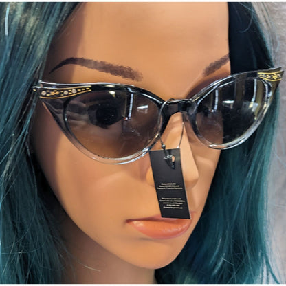 ZeroUV Retro Glam Goth Cateye Sunglasses