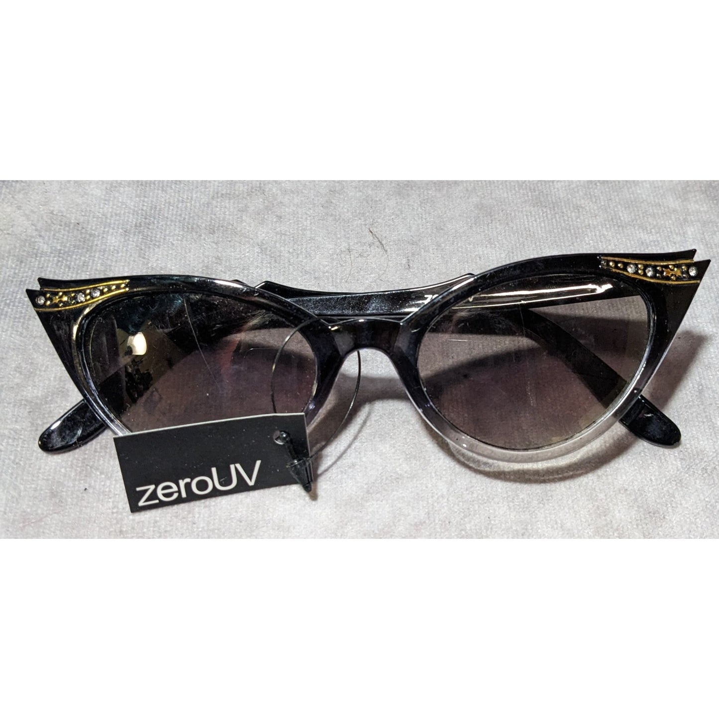 ZeroUV Retro Glam Goth Cateye Sunglasses