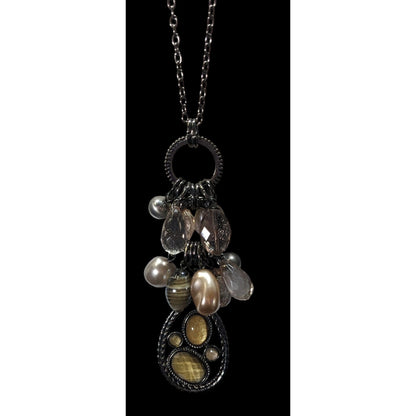 NY Y2K Glam Yellow And Silver Tone Cluster Pendant Necklace