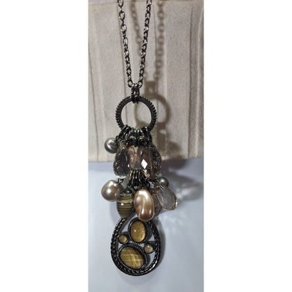 NY Y2K Glam Yellow And Silver Tone Cluster Pendant Necklace