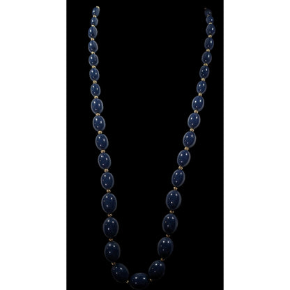 Vintage Monet Dark Blue And Gold Tone Beaded Necklace