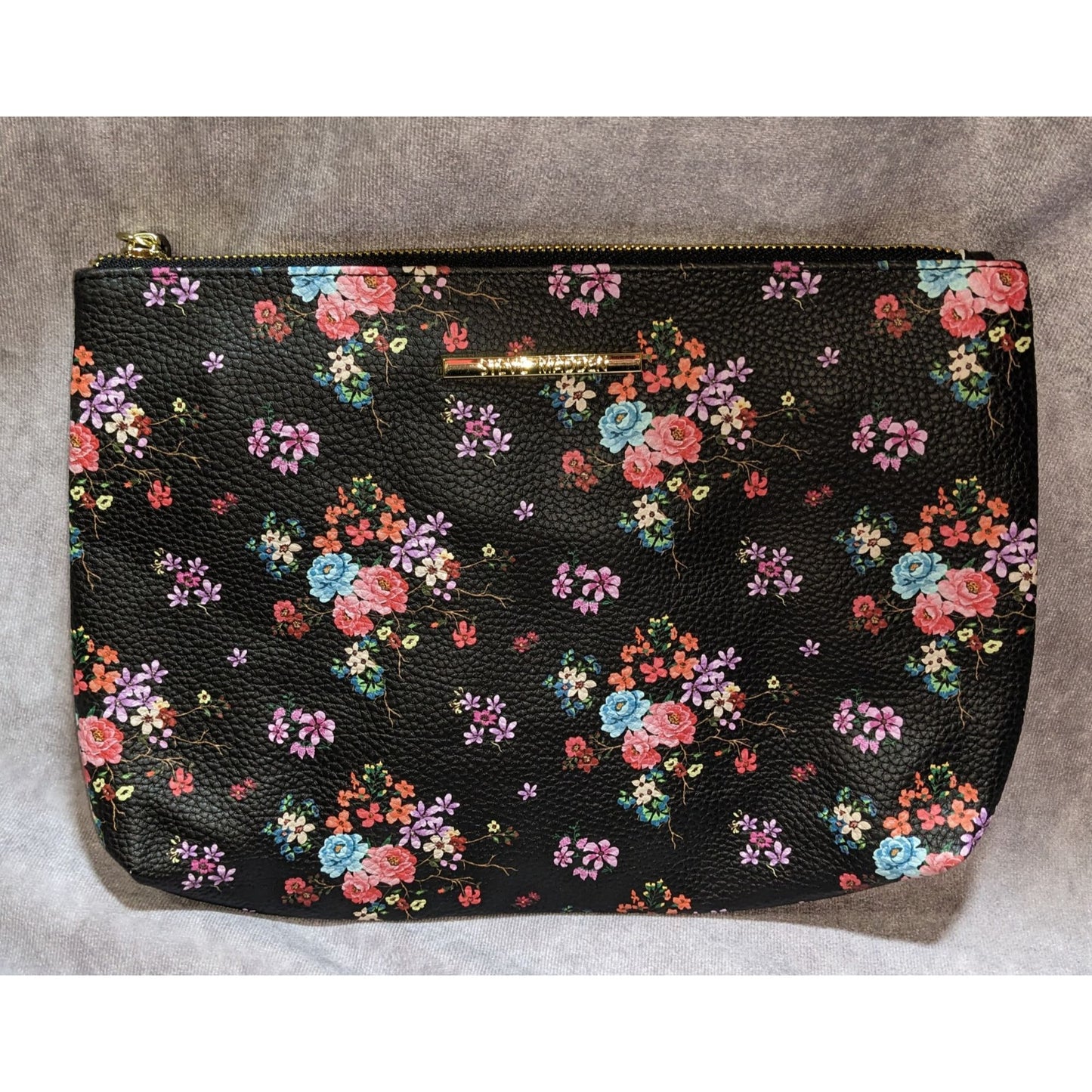Steve Madden Black Floral Faux Leather Clutch