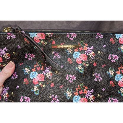 Steve Madden Black Floral Faux Leather Clutch