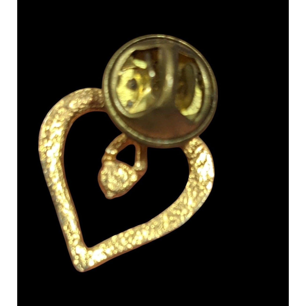 Vintage Coquette Open Heart Gold Tone Lapel Pin With Red Gem