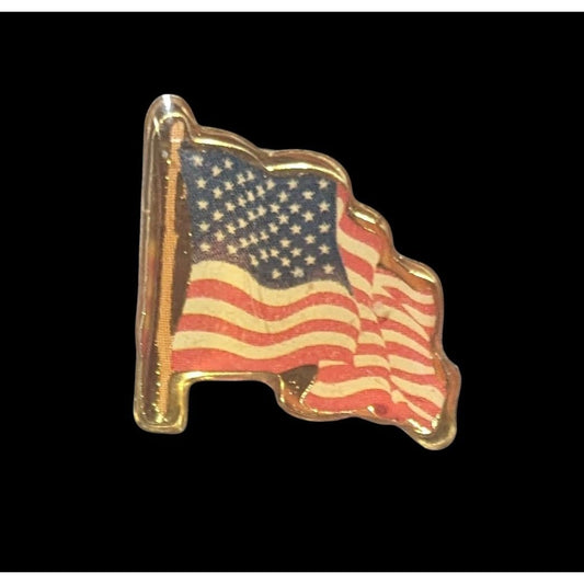 Vintage Gold Tone United States Flag Lapel Pin