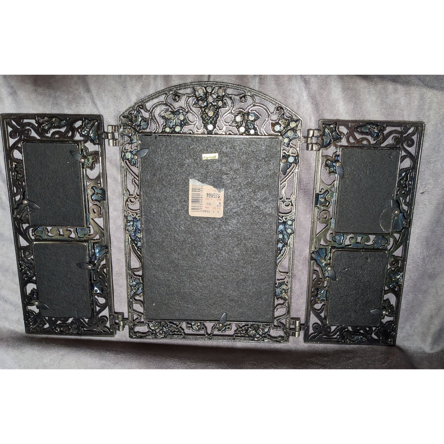 Vintage Silver Baroque Style Trifold Picture Frame