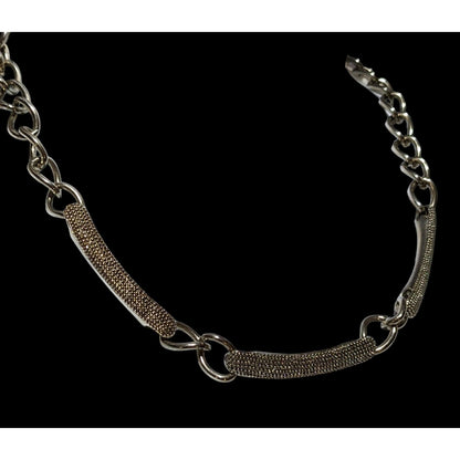 Vintage Monet Textured Bar Link Accent Necklace