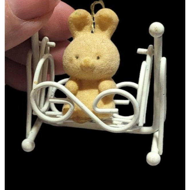 Vintage Avon Bunny In Cradle Ornament