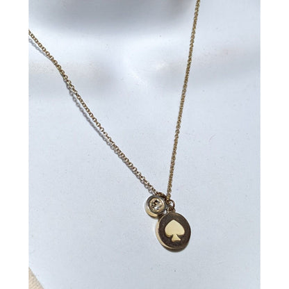 Kate Spade Spot The Spade White And Gold Necklace